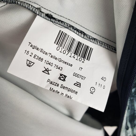 Piazza Sempione Scuba Top Short Sleeve Peplum Blue Gray Marble Size 40 US 6 - Picture 7 of 9